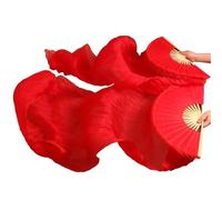 DSFIHJO 1 Pair Stage Performance Silk Belly Dance Fans Dance Accessories Belly Dancing Silk Fans Solid Color Fans(Red,M-150x90cm)