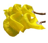 DSFIHJO 1 Pair Stage Performance Silk Belly Dance Fans Dance Accessories Belly Dancing Silk Fans Solid Color Fans(Yellow,XXL-280x90cm)