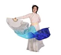 DSFIHJO 180cm Gradient Silk Belly Dance Fan Hand Dyed Flowy Extra Long Women's Practice Competition Stage Show Costume Accessory(Color 3)