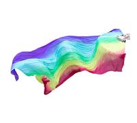 DSFIHJO 1PC 150cm Length Extra Long Floating Head Double Side Satin Fan Dancer Practice Imitation Props Silk Fans(Color 6)