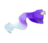 DSFIHJO 1PC 150cm Length Extra Long Floating Head Double Side Satin Fan Dancer Practice Imitation Props Silk Fans(Color 4)
