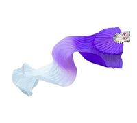 DSFIHJO 1pc Belly Dancing Fan Gradient Color Dancer Practice Long Imitation Silk Fans Rainbow Colors Dance Props(Color-06)