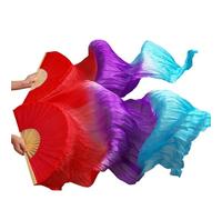 DSFIHJO Accessories Belly Dancing Silk Fans Stage Performance Silk Belly Dance Fans Gradient Colour Dance(Color 19,M-150x90cm)