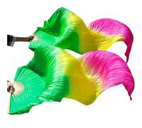 DSFIHJO Accessories Belly Dancing Silk Fans Stage Performance Silk Belly Dance Fans Gradient Colour Dance(Color 14,S-120x90cm)