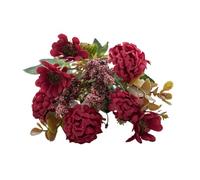 DSFIHJO Autumn Artificial Flowers 1PC Hydrangea Daisy,Home Vase Outdoor Garden Wedding Bridal Bouquet, Christmas, Party Festival Decoration(Red)