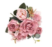 DSFIHJO Autumn Artificial Flowers Retro Silk Rose Bridal Bouquet Hydrangea Peony Fake Home Wedding Christmas Decoration Accessories(Brown)
