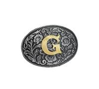 DSFIHJO Belt Buckle 2pcs Western Initial Vintage-Cowboy Rodeo Silver Large Belt Buckle for Men Women(Style G)