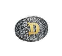 DSFIHJO Belt Buckle 2pcs Western Initial Vintage-Cowboy Rodeo Silver Large Belt Buckle for Men Women(Style D)