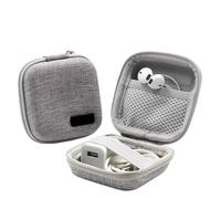 DSFIHJO Cable Organiser Bag Portable Mini Hard Shell Digital Gadgets Artificial Leather Earphone Charger Case Data U Disk Storage for Tech Accessories(A-Square-Gray-S)