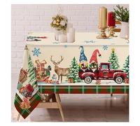 DSFIHJO Christmas Table Cloth Christmas Snowman Rectangular Tablecloth, Winter Santa Gift Tree for Holiday Party Dinner Ornaments(02,85x85cm33x33inch)