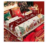DSFIHJO Christmas Table Cloth Christmas Snowman Rectangular Tablecloth, Winter Santa Gift Tree for Holiday Party Dinner Ornaments(1,85x85cm33x33inch)