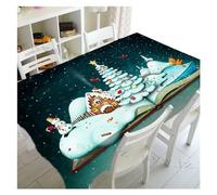 DSFIHJO Christmas Table Cloth Christmas Snowman Rectangular Tablecloth, Winter Santa Gift Tree for Holiday Party Dinner Ornaments(R,85x85cm33x33inch)