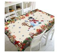 DSFIHJO Christmas Table Cloth Christmas Snowman Rectangular Tablecloth, Winter Santa Gift Tree for Holiday Party Dinner Ornaments(W,85x85cm33x33inch)