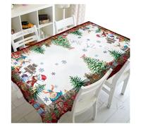 DSFIHJO Christmas Table Cloth Christmas Snowman Rectangular Tablecloth, Winter Santa Gift Tree for Holiday Party Dinner Ornaments(E,85x85cm33x33inch)