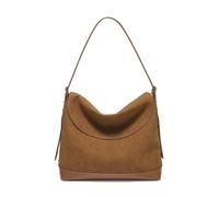 DSFIHJO Commuter Tote Bag Autumn Winter Vintage Women's Bag Large Capacity Suede Leather Shoulder Simple Casual Commuter Retro Handbag for Office(9158101F Brown)