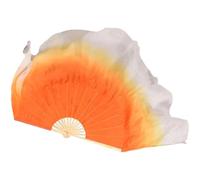 DSFIHJO Dance Fan Real Silk 86cm Gradient Folding Veil Hand Paint Bellydance Folk Square Dancer Show Props(Color18,1pcs Right 1pcs Left)