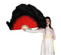 DSFIHJO Dance Fan Real Silk 86cm Gradient Folding Veil Hand Paint Bellydance Folk Square Dancer Show Props(Color20,1pcs Right 1pcs Left)