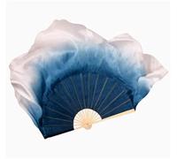 DSFIHJO Dance Fan Real Silk 86cm Gradient Folding Veil Hand Paint Bellydance Folk Square Dancer Show Props(Color 8,1pcs Right 1pcs Left)