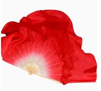 DSFIHJO Dance Fan Real Silk 86cm Gradient Folding Veil Hand Paint Bellydance Folk Square Dancer Show Props(Color17,2pcs Right Hand)