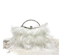 DSFIHJO Feather Bag Elegant Feather Tassel Small Clutch Dinner Bag For Women Metal Handle Banquet Handbag for Party