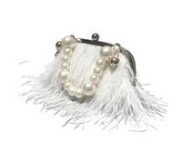 DSFIHJO Feather Bag Feather Handbag Women Evening Crossbody Bag Pearl Chain Snake Shoulder Luxury Bags Party for Party(Color-6)