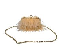 DSFIHJO Feather Bag Feather Handbag Women's Evening Clutch Bag Exquisite Pearl Chain Wedding Bridal Shoulder Party Banquet Tote for Party(Orange)