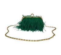 DSFIHJO Feather Bag Feather Handbag Women's Evening Clutch Bag Exquisite Pearl Chain Wedding Bridal Shoulder Party Banquet Tote for Party(Green)