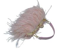 DSFIHJO Feather Bag Feather Handbag Women's Evening Clutch Bag Exquisite Pearl Chain Wedding Bridal Shoulder Party Banquet Tote for Party(Pink)