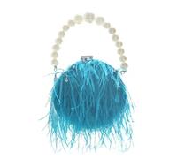 DSFIHJO Feather Bag Women's Evening Clutch Bag Feather-Handbag Pearl-Strap Shoulder Banquet Wedding Purses For Party Club for Party(Blue)