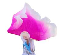 DSFIHJO Gradient Real Silk Fan Veils Double-sided Classical Folk Dancing Fans 1pair Stage Show Props Fan(Color 02)