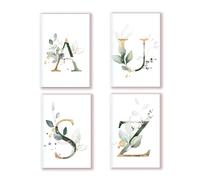 DSFIHJO Inspirational Notebooks 2pcs Lined A5 Notebook Writing Pads Initial Alphabet Letter Note Book Majuscule Letters With Flower Decor Personality Name Art Design(Color-B)