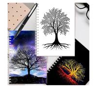 DSFIHJO Inspirational Notebooks 3pcs Tree Of Life Spiral Notebook Faith Belief Note Book Inspirational Super Plant Dairy Journal Black White Art Cover Blank Line(Color-7)