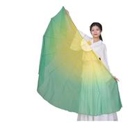 DSFIHJO Long Belly Dance Fan Veils 2pcs Fishbone Fan Veil Opening Dance Stage Props Performance Gradient Color Chiffon Large Fans 85cm(Color 19)