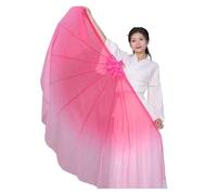 DSFIHJO Long Belly Dance Fan Veils 2pcs Fishbone Fan Veil Opening Dance Stage Props Performance Gradient Color Chiffon Large Fans 85cm(Color 10)