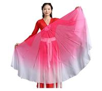 DSFIHJO Long Belly Dance Fan Veils 2pcs Fishbone Fan Veil Opening Dance Stage Props Performance Gradient Color Chiffon Large Fans 85cm(Color 9)