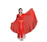 DSFIHJO Long Belly Dance Fan Veils Belly Dance Big Size Fan Veil Chiffon Fabric Gradient Flowy Props Flexiable Bendable Stick(Color 6,85CM 1 Right 1 Left)