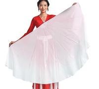 DSFIHJO Long Belly Dance Fan Veils Chiffon Big Fan Veil Dance Props Fishbone Foldable Handle Dancing(Color 15,1PCS)