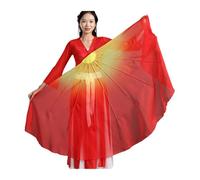 DSFIHJO Long Belly Dance Fan Veils Gradient Dancer Fan Veil Flowy Fishbone Chiffon Opening Dance Props Event Stage Show 85cm(Color 4,1PCS)