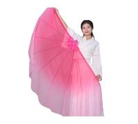 DSFIHJO Long Belly Dance Fan Veils Gradient Dancer Fan Veil Flowy Fishbone Chiffon Opening Dance Props Event Stage Show 85cm(Color 7,2PCS)