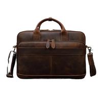DSFIHJO Mens messenger bag Men's Shoulder Bags Genuine Leather Bussiness Laptop Bag 15.6 16 17.3 Inch Computer Men Briefcase Vintage Leather messenger bag men(Dark Brown(40cm))