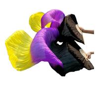 DSFIHJO Real Silk Fabric Fans 1 Pair Handmade Women Belly Dance Gradient Color Performance(Color 5,150x90cm Real Silk)