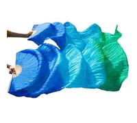DSFIHJO Real Silk Fabric Fans 1 Pair Handmade Women Belly Dance Gradient Color Performance(Color 7,150x90cm Real Silk)