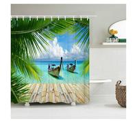 DSFIHJO Shower curtain Beach Sea Palm Trees Shower Curtains Scenery Waterproof 3d Bathroom With Hooks Home Decoration Washable Bath Screen Shower curtains for bathroom(Color 1,W120xH180cm)