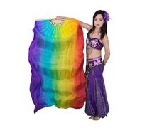 DSFIHJO Silk Belly Dance Fan Belly Dance Silk Veil 100% Fan Pairs(1L+1R) Light Weight Flowy Bellydance Costume Accessory For Music Studio Church Praise(Lake Blue,180cmX90cm-Hot)