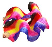 DSFIHJO Silk Belly Dance Fan Chinese Silk Veils Dance Fans Pair Of Belly Dancing Mix Color(Orange,L-180cm-1pair(2pcs))