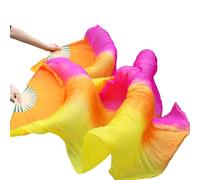DSFIHJO Silk Belly Dance Fan Chinese Silk Veils Dance Fans Pair Of Belly Dancing(Yellow,XXL-280cm)