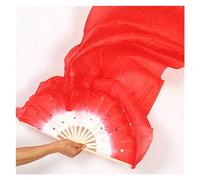 DSFIHJO Silk Belly Dance Fan Colorful Hand Made Women Belly Dancing Fans Tool Simulation Silk Bamboo Long Veils For For Lover(Red)