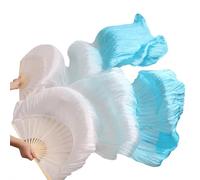 DSFIHJO Silk Belly Dance Fan Real Silk Belly Dance Fans 1 Pair/Pc Handmade Dyed Long Fan Chinese Veil 24 Colors(18,L-180x90cmReal Silk)