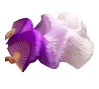 DSFIHJO Silk Belly Dance Fan Real Silk Belly Dance Fans 1 Pair/Pc Handmade Dyed Long Fan Chinese Veil 24 Colors(14,S-120x90cmReal Silk)