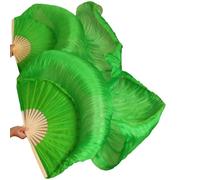 DSFIHJO Silk Belly Dance Fan Silk Unisex Chinese Veil Dance Fans 1Pair Belly Pure Color 180 * 90cm(Green,280x90cm)